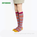 National style festive geometric knee high lady's socks